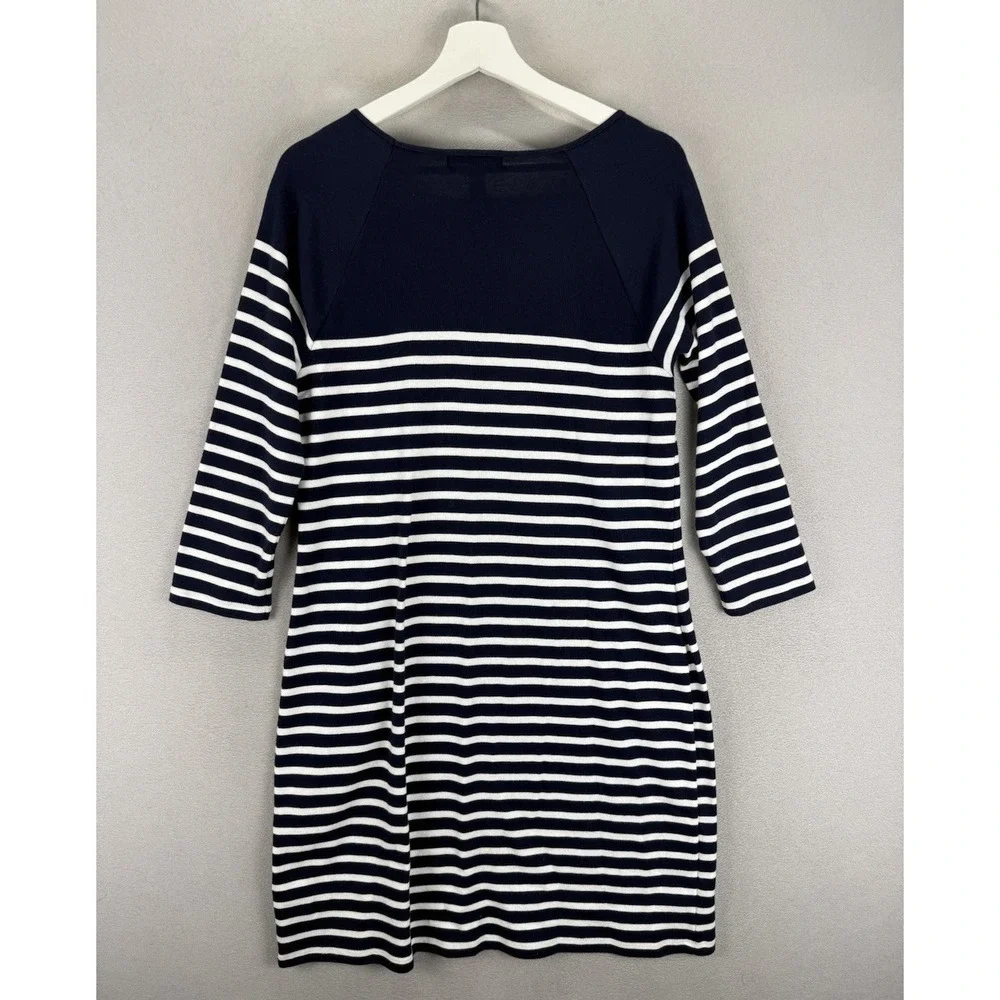 Lauren Ralph Lauren Women's Sz XL‎ Blue & White Striped Lace Up Accents Dress - Picture 3 of 7